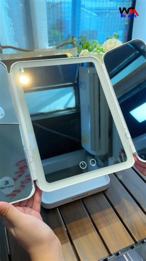 Trifold Makeup Mirror With Light 68 LED Vanity Mirrors 10X Magnifying 180Rotation