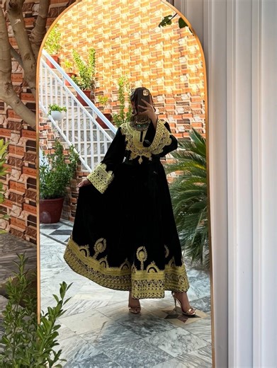 Afghan Traditional Dark Green Velvet Dress – Handmade Gold Embroidered Kuchi Gown - Etsy