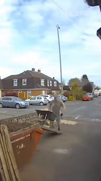 terrible ramps help you fail in half the time 😆 #cctv #construction #wheelbarrow #fail #shorts | FailArmy