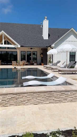I’ve been waiting to post this before and after of the pool for so long! I can’t believe it’s finished. 🌊🫶🏻🏊‍♂️☀️ our backyard spot was the perfect size for a right off the patio pool. And we are so pumped about it. #pooldesign #homeinspiration #poolbuild #homeinspo #backyarddesign | The Rosie Home