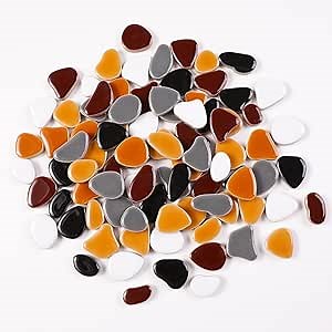 454g (1 LB) Mosaic Ceramic Tiles for Crafts Bulk Mini Pebbles Mosaic Making Supplies, Small Mosaic Tile Broken Tiles for Crafts Kit Adult Mosaics Craft Kits Coffee Mix (OP104)