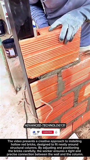 Creative Hollow Brick Installation – Perfect Fit Around Columns !! #innovation #tool #ideas