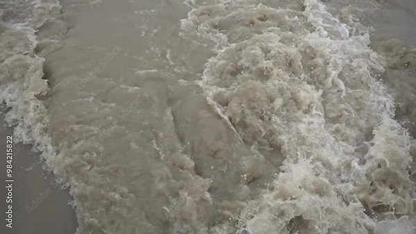 Water flow in rainy season of North East Indian river Brahmaputra.