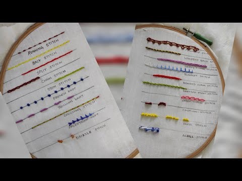 18 basic hand embroidery stitches samples for absolute beginners .#stitches #embroidery #stitching 😍