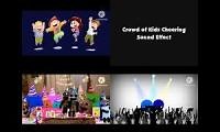 Mix of 4 videos from youtube : Crowd Children Kids Cheering