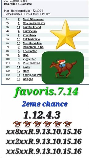 programme et pronostic quinté + mardi 30/12/2025⭐⭐➡️⭐⭐