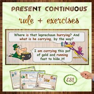 ESL Present Continuous Tense - PowerPoint rule   exercises
