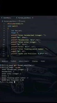 C Language Format Specifiers Explained! 💻 Hex, Octal & Float Logic #shorts