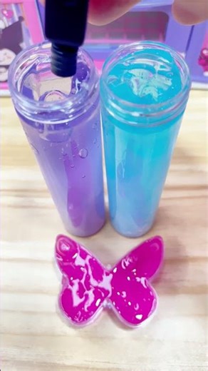 Clear Slime ASMR – Purple & Blue Jelly Slime Poking with Pink Butterfly Slime | Satisfying ASMR