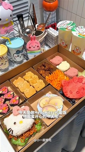 Pack Giant Spring Picnic Hellokitty Bento box for Sister #asmr #food #bento #picnic