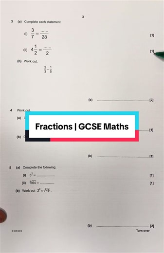 Fractions - GCSE Maths Foundation Paper #mathsrevision #mathsgcse #examquestion #fraction