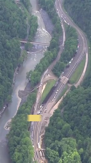 Aerial view of mudslide that has part of I-40 shut down near the North Carolina/Tennessee line. Details and detour information here https://shorturl.at/dH965 #rockslide #flooding #SevereWeather #weather #local #travel #traffic #interstate #i40 #Tennessee #wnc #NorthCarolina #blueridgemountains #ShutDown | WYFF News 4