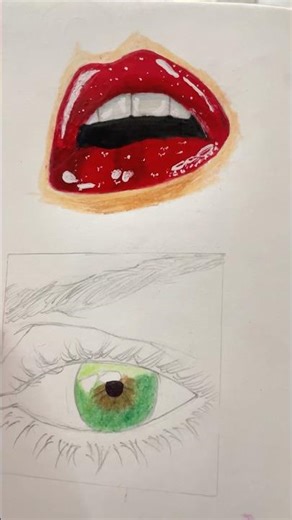 “Glossy Red Lips 👄| Aesthetic Lip Art Drawing | #shorts