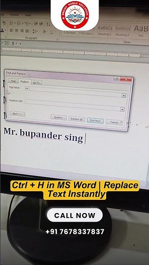 Replace Text Quickly in MS Word Using Ctrl + H