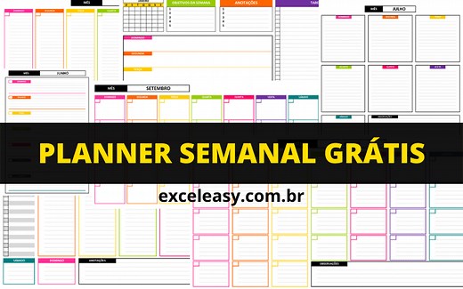 Planner Semanal para Imprimir: 7 Modelos Grátis - Excel Easy
