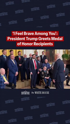397K views · 10K reactions | President Trump and Vice President Vance greet Medal of Honor recipients in the White House on Medal of Honor Day to recognize their bravery and sacrifice!  | The White House | Facebook
