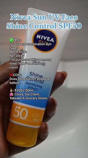 Nivea Sun UV Face Shine Control SPF50 Review