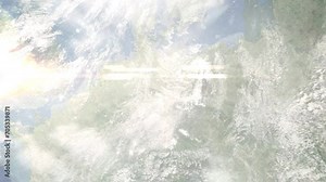 Zoom in from space and focus on Aschersleben, Germany. 3D Animation. Background for travel intro. Elements of this image furnished by NASA.