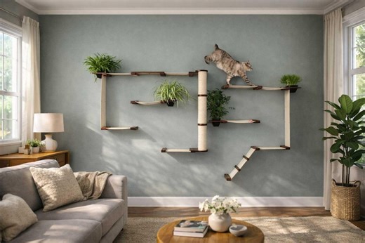 Modern Cat Condo Wall System - Gardens, Wall Mounted Cat Tree With Scratching Post & Hammocks, Cat Wall Furniture - Etsy Ireland
