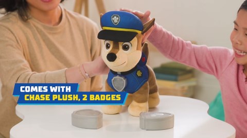 Paw Patrol Room Patrol Chase Interactive Plush Toy with Over 75 Sounds, Light-Up Badges, and 3 Play Modes, Kids Toys for Boys & Girls Ages 3 and Up