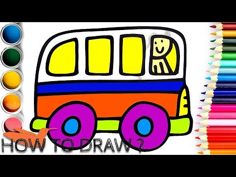 How to DRAW a BUS EASILY | Drawing lesson step by step for kids and toddlers BUS