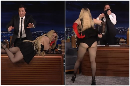 Madonna Crawls on Jimmy Fallon’s Desk in ‘Off the Rails’ Interview