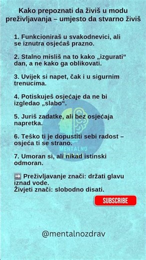 👉 Živiš li u modu preživljavanja – umjesto da stvarno živiš? #mentalnozdrav #psihologija