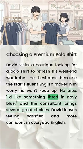 Choosing a Premium Polo Shirt✍️ Read and listen to English every day! #English #englishforbeginners
