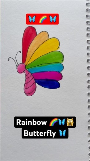 🦋🙀 Rainbow Butterfly #Shorts #ShortsVideo #Short #youtubeshorts #drawing #viral #butterfly