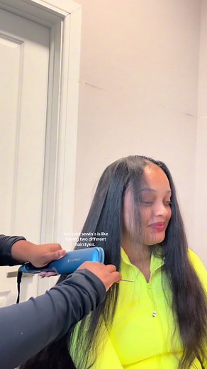 Two part sew ins. #fyp #jerseycityhairstylist #njhairstylist #traditionalsewin #leaveoutsewin #2partsewin #hairstyles #fallhair