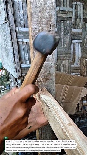 Wood Nailing Process Using a Hammer | Basic Carpentry Technique.