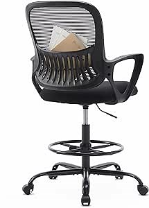 Sweetcrispy Drafting Chair Tall Office Standing Desk Chair with Thicker Seat, Ergonomic High Office Chair, Counter Height Office Chairs with Adjustable Foot-Ring for Bar Height Desk