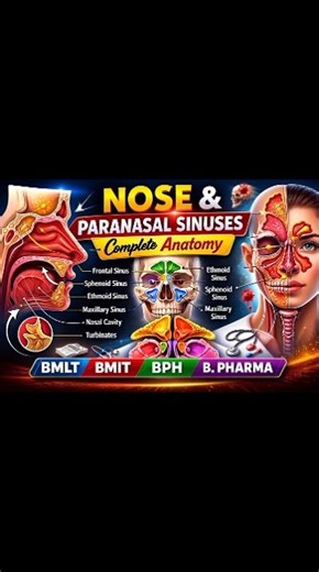 📚 Nose & Paranasal Sinuses Anatomy | Complete slide for BMLT, BMIT, BPH. Easy notes & diagram