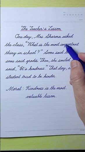 Story with moral in English cursive writing | Cursive Handwriting practice | Cursive Writing Story