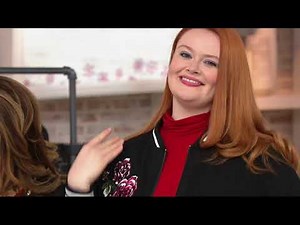 Susan Graver Embroidered Stretch Peachskin Bomber Jacket on QVC