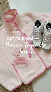 The lowdown on our 🆕 Horizon Layer Up Jacket •throw it on, snap it up and go. Seen here in Powder Pink 🩰 but also available in Black. Prefer a pullover style? Then check out the half snap version in Blush and Twilight Navy. Available now online and in store. | Gym Coffee