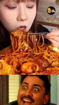Extreme Spicy Noodles Mukbang 🍜🔥 | Her Calm Bite vs His Wild Reaction 😂🌍 #shorts #mukbang