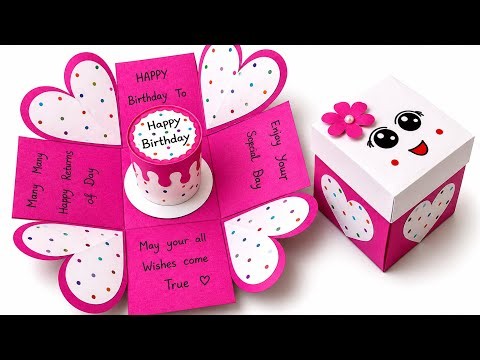 DIY Birthday Explosion Box Card with Cake 🎂 | Handmade Birthday Gift Box Idea | Easy Birthday Card