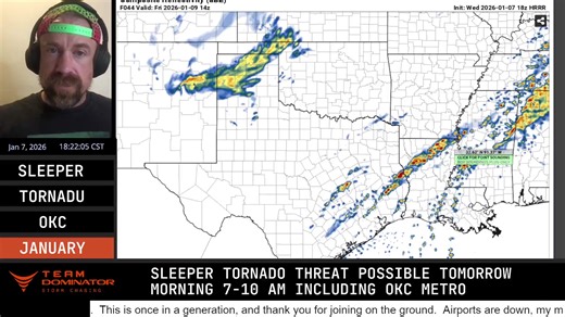 Live emergency update on a sleeper #tornado threat tomorrow (Thursday) morning including the OKC Metro during a 7-10 am window. This would likely be a brief noodle tornado, but it only takes one to cause problems. Stay tuned to severe weather watches and warnings my Oklahoma friends tomorrow morning! | Reed Timmer Extreme Meteorologist