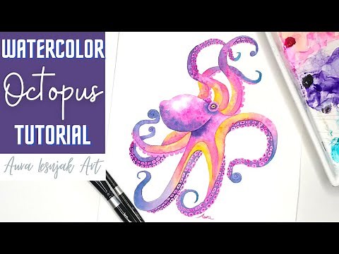 Octopus Painting - How to Paint a Watercolor Octopus in Rainbow Colors