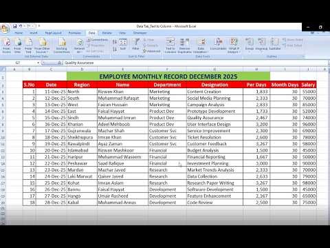 Class # 126 MS Excel 2007 Data TabText to Columns_Remove Duplicates_Data Validation_Circle Invalid