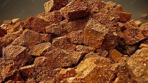 pile of mined bauxite is a sedimentary rock that contains high amounts of aluminum and is the main source of aluminum and gallium in the world, zoom in. 4K