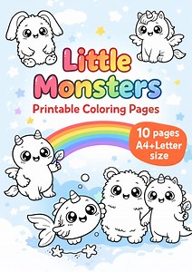 Little Monsters Coloring Pages for Kids | Cute Monster Printable | 10 Pages A4 & Letter Size | PDF CMYK | Toddler Coloring Book - Etsy