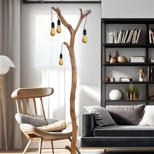 Rustic Oak Tree Branch Floor Lamp: Handmade Arc Stand - Etsy