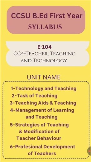 CCSU B.ed First year syllabus | Teacher Teaching and Technology syllabus #b.ed #ccsu