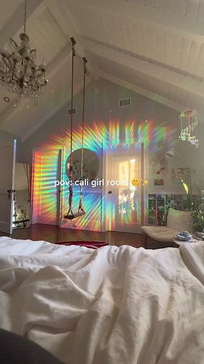 Dreamy Cali Girl Room with Rainbow Swing and Shells