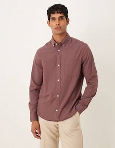 ASOS DESIGN oxford regular shirt in brown | ASOS