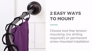 Zenna Home No Drill Curved Shower Curtain Rod, 32 - 40 Inches Adjustable Shower Rod for Small Tubs or Showers, Easy Install, Choice of No Drilling Tension or Wall Mount, Rustproof, Bronze