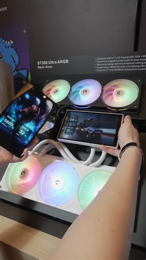 Detachable AIO screens? 👀 The brand new ST360 Ultra AIO coolers we debuted at #CES2026 feature these 7" LCD displays with magnetic mounting so you can easily change up the look of your build. Would you use this cooler in your next PC build? | Thermaltake North America
