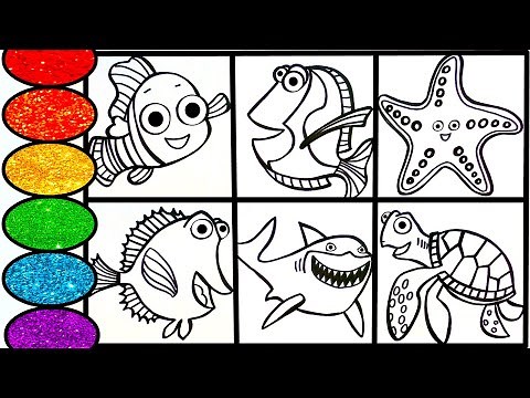 Learn how to draw Sea Animals from Finding Nemo- Coloring pages for kids
